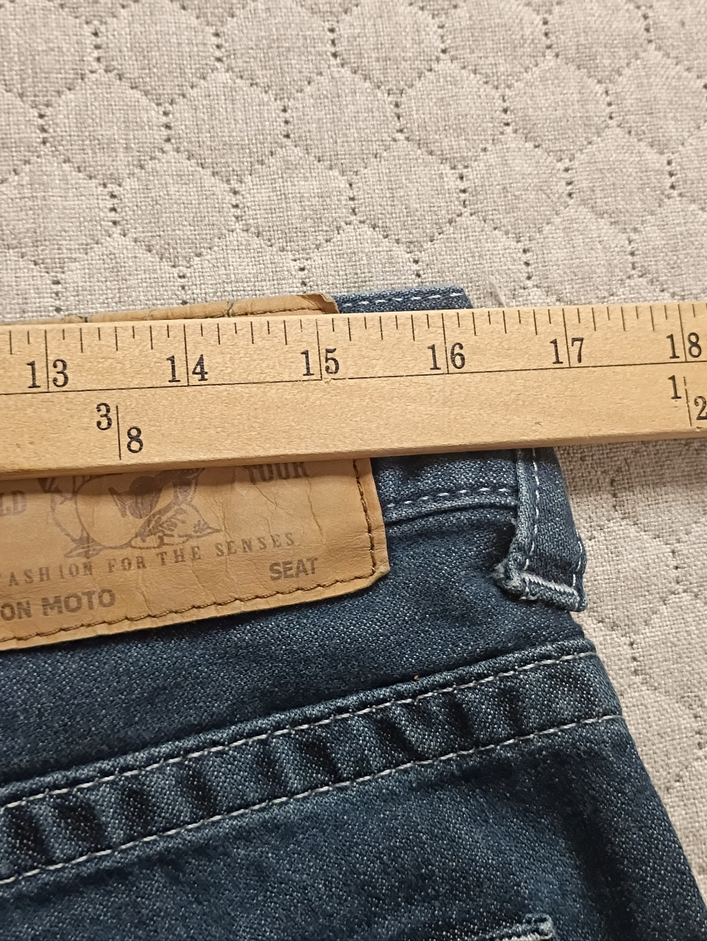 True Religion Jeans Moto Slim Men’s Tag 31 Blue Ribbed Design [PLEASE READ] - Picture 2 of 7